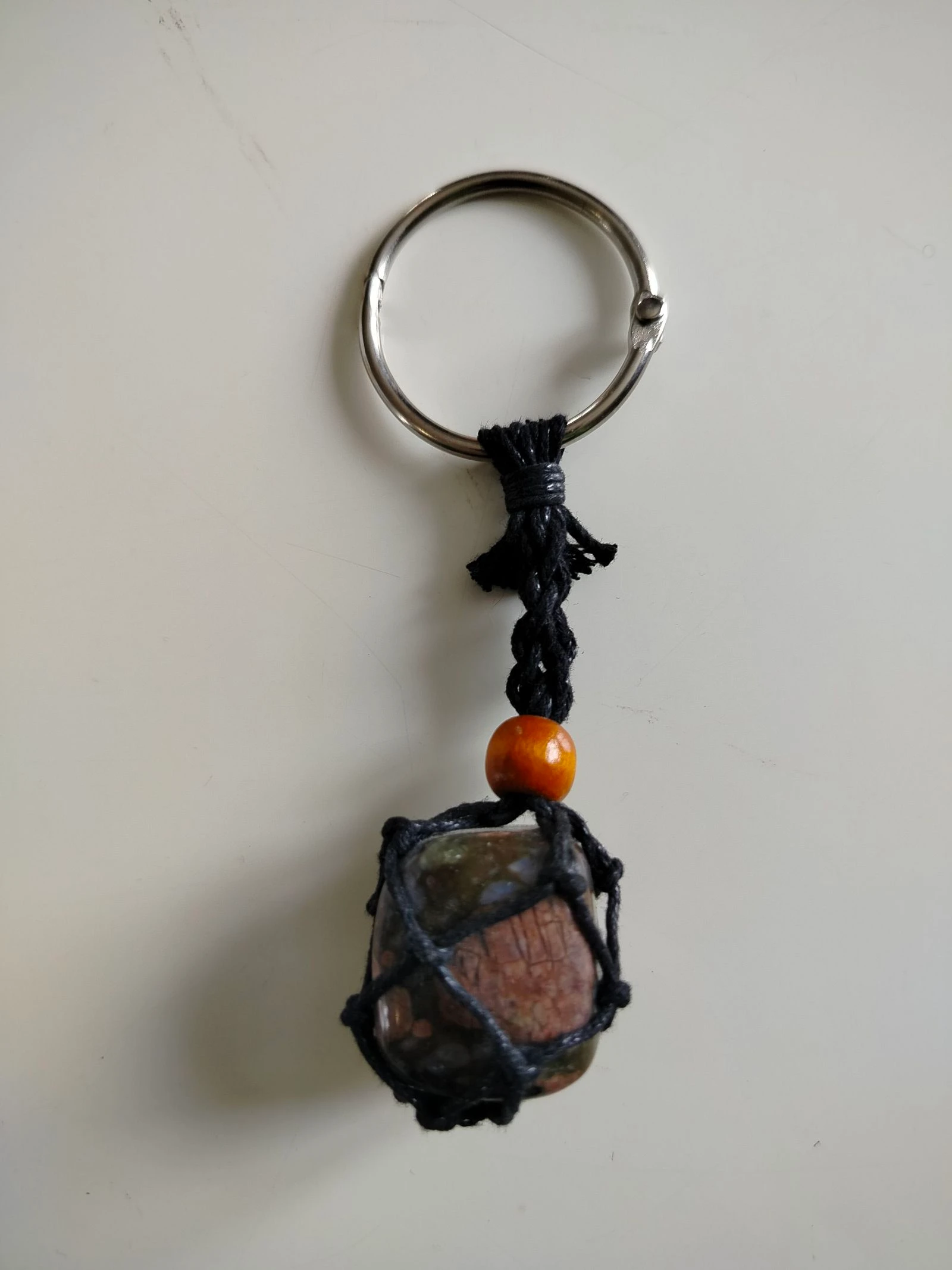 Natural blue Liberite macrame keyring ✨ – photo 3
